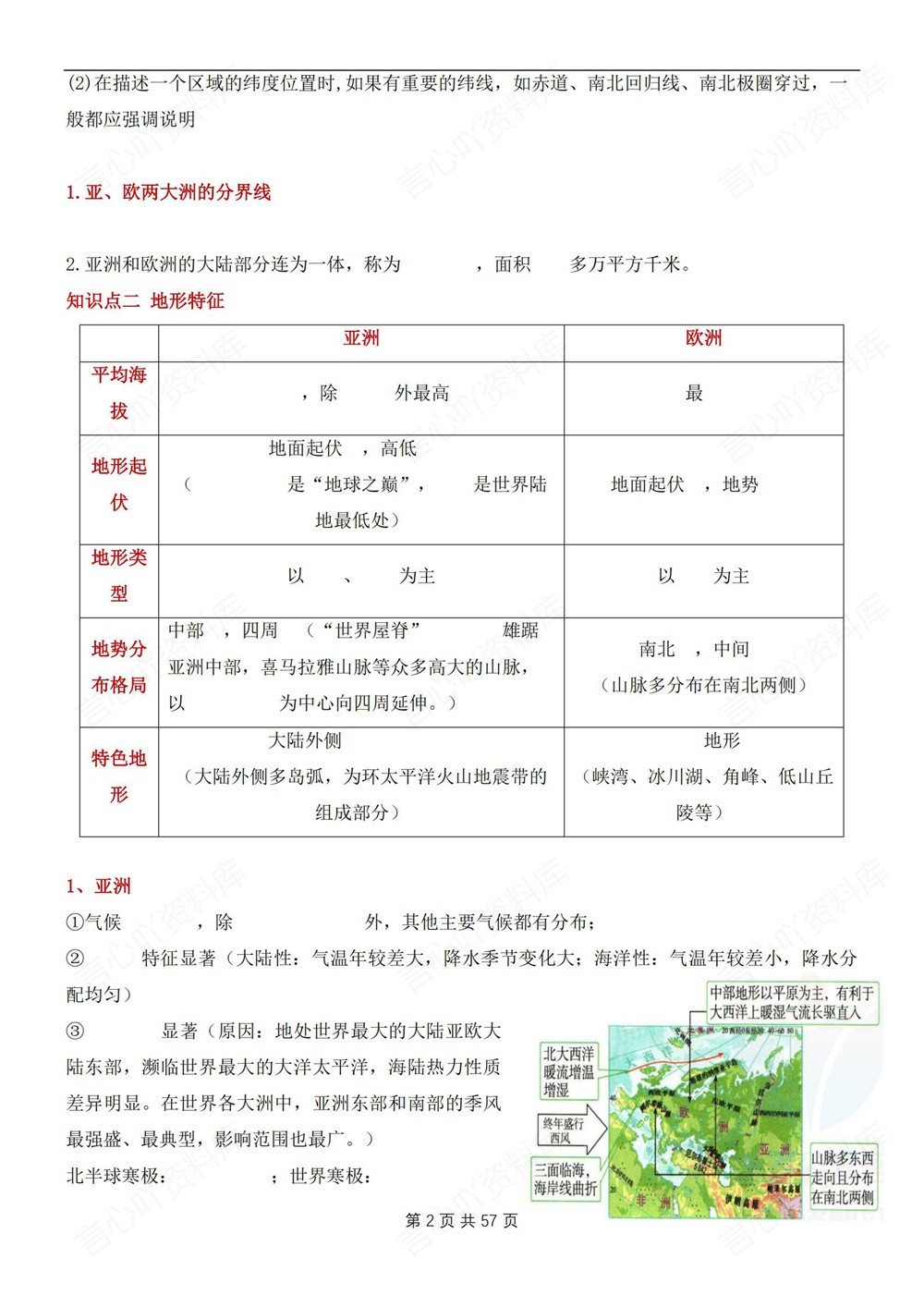 初中地理-七年级下湘教版填空背记版新教材初一下册插图初中地理2