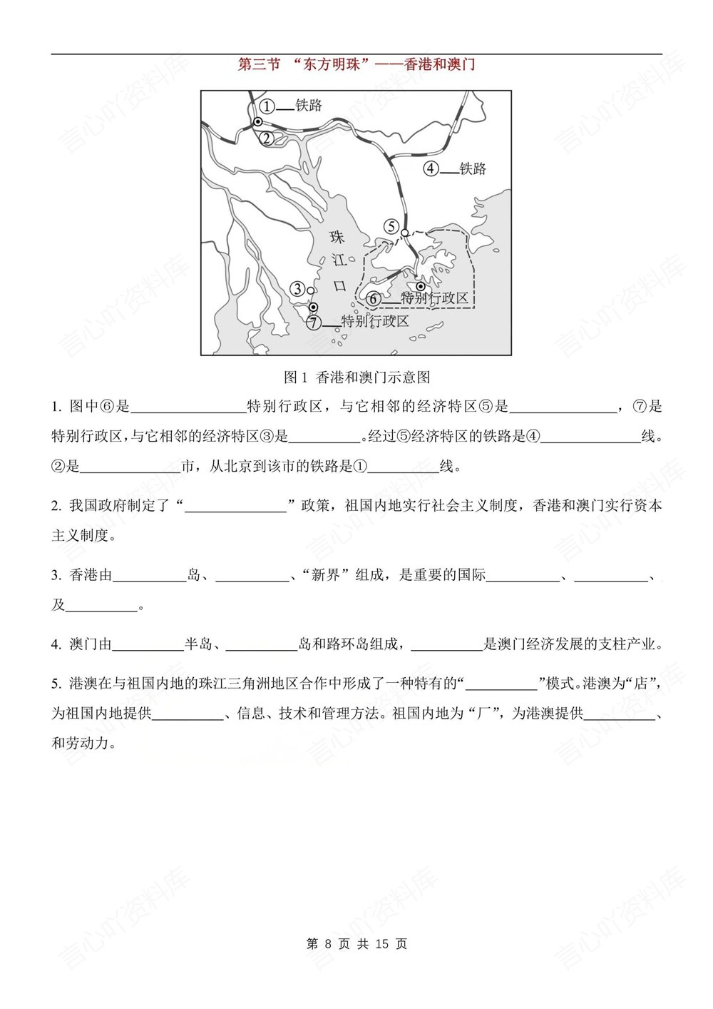 初中地理-八年级下重点常考填图汇总新版初二下册插图初中地理5