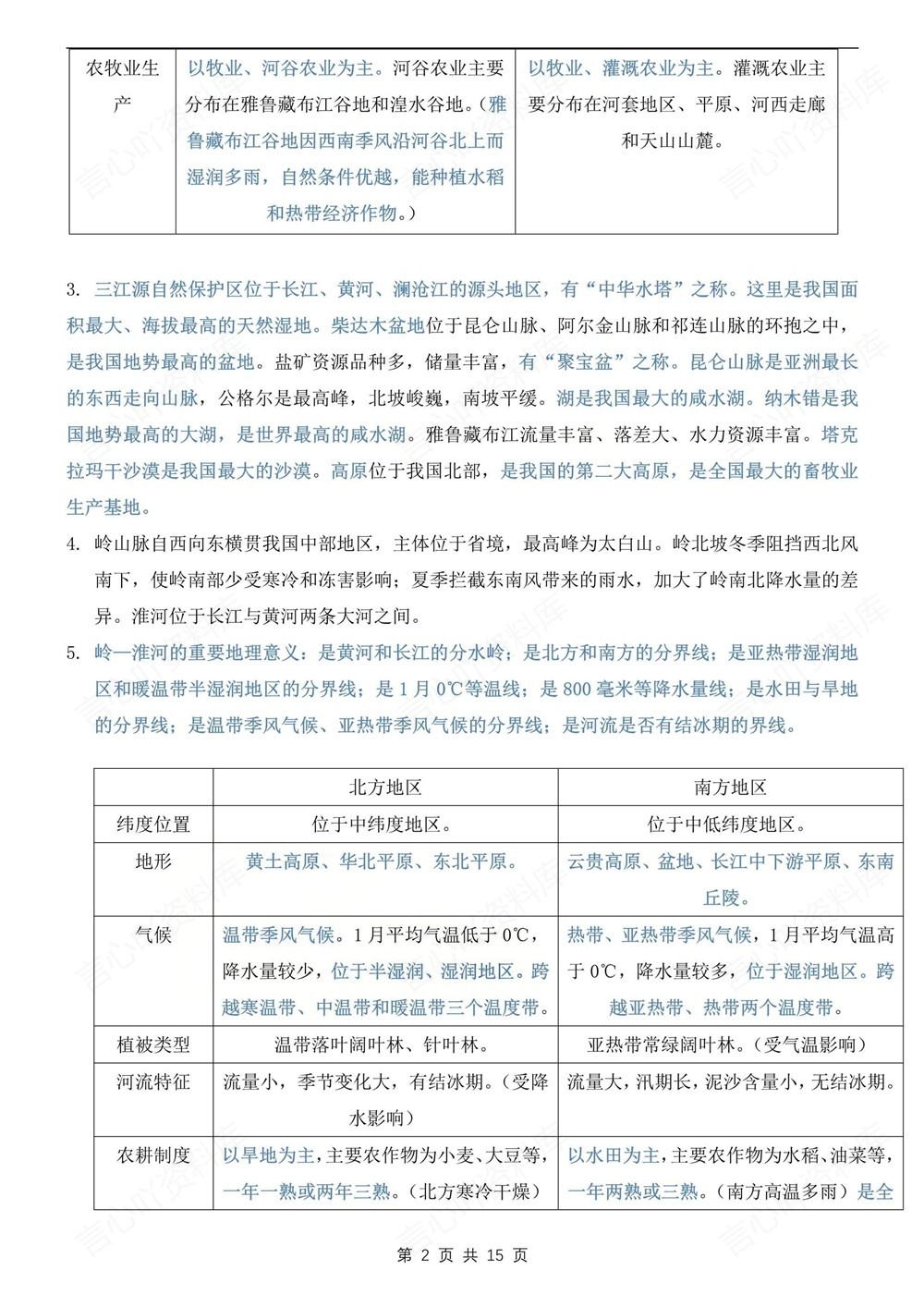 初中地理-八年级下晋教版单元重点知识归纳新版初二下册插图初中地理2