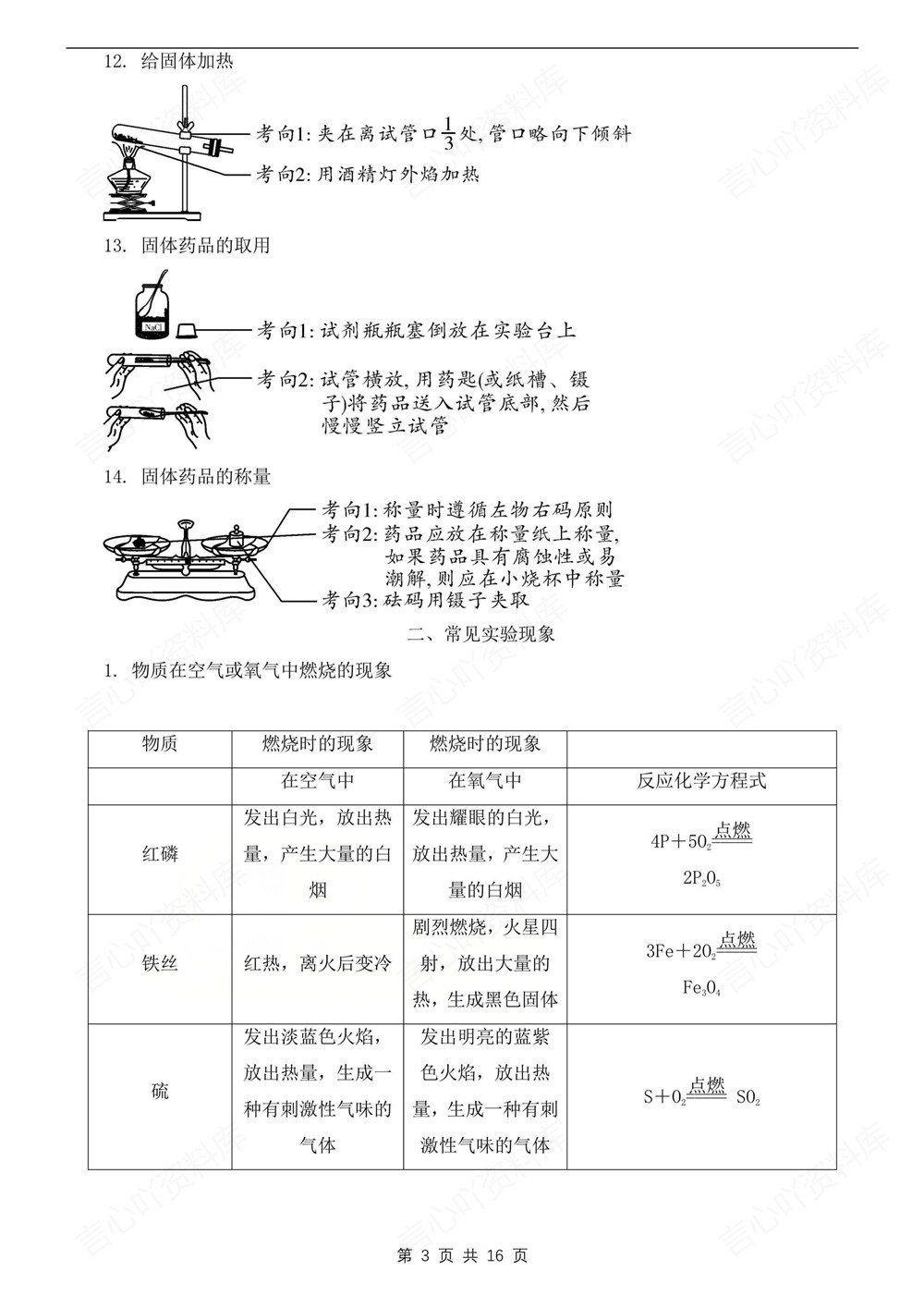 初中化学-中考复习考前识记知识归纳清单中考知识专项梳理插图初中化学3