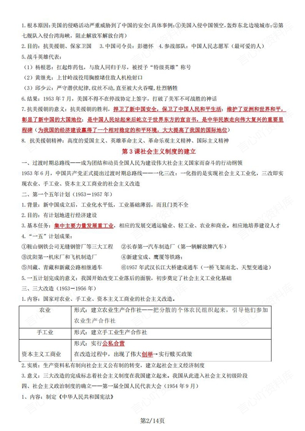 初中历史-八年级下单元重点知识归纳新版初二下册插图初中历史2