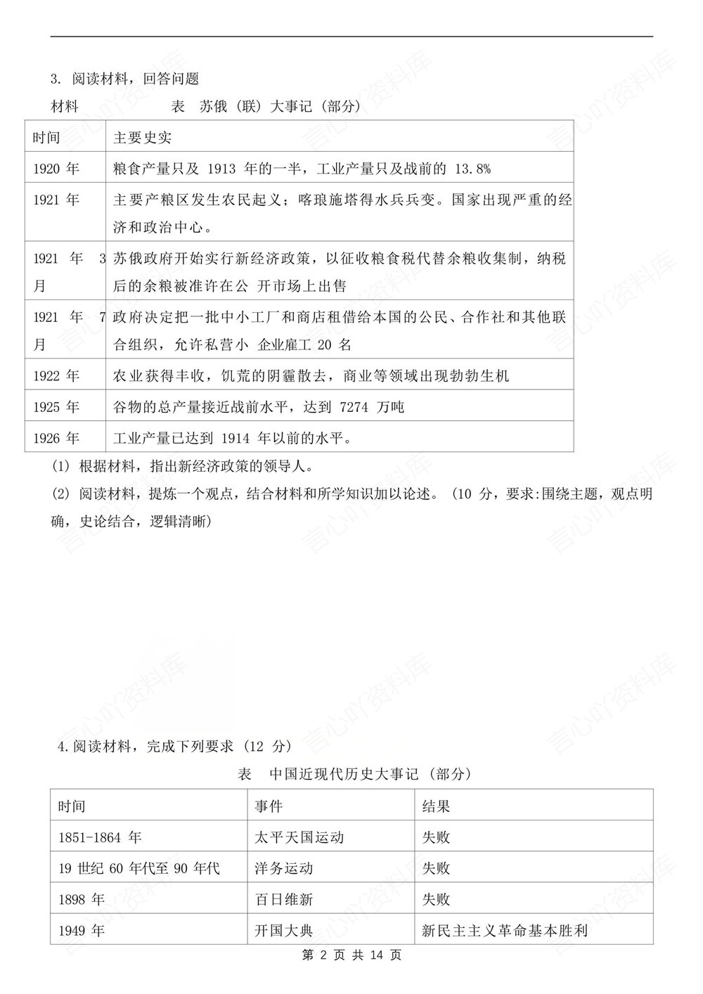 初中历史-中考复习精选15道论述题型练习中考专项专题复习插图初中历史2