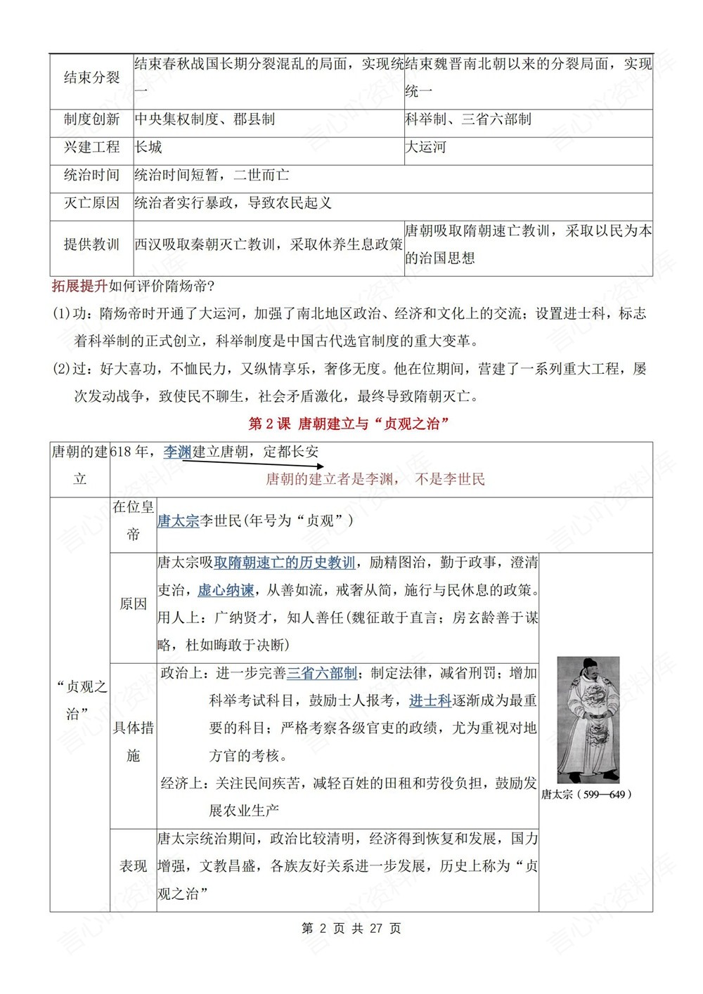 初中历史-七年级下单元重点知识归纳新教材初一下册插图初中历史2