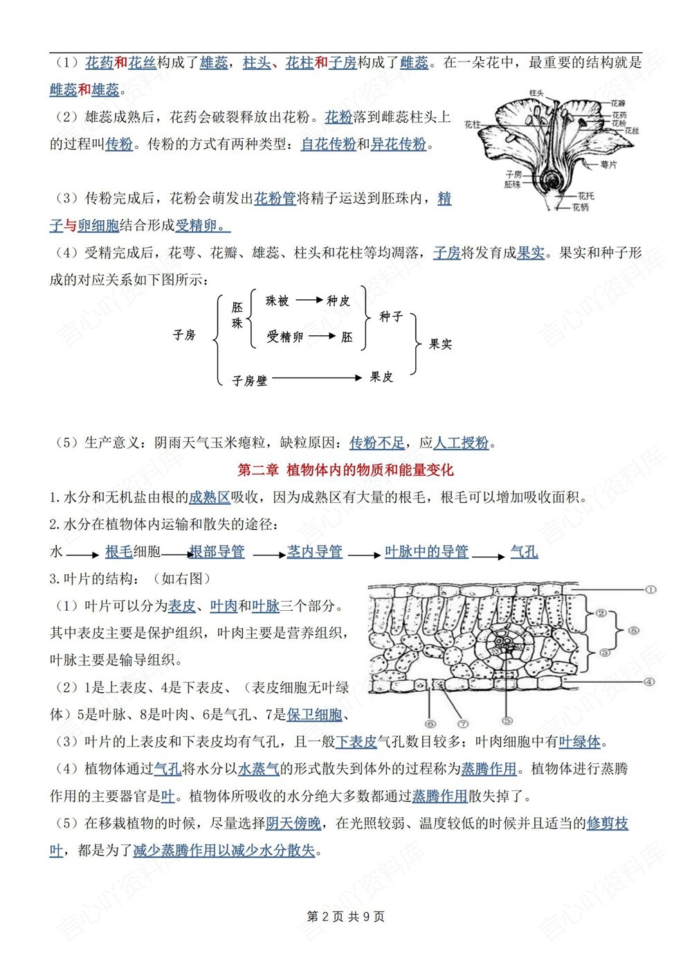 初中生物-七年级下人教版填空背记版新教材初一下册插图初中生物2