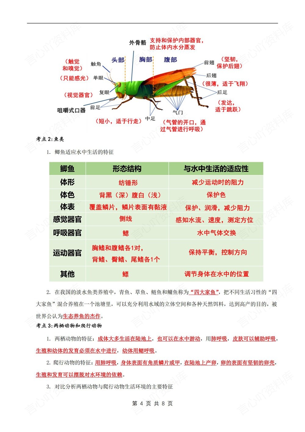 初中生物-七年级下苏科版期中单元知识归纳新教材初一下册插图初中生物4