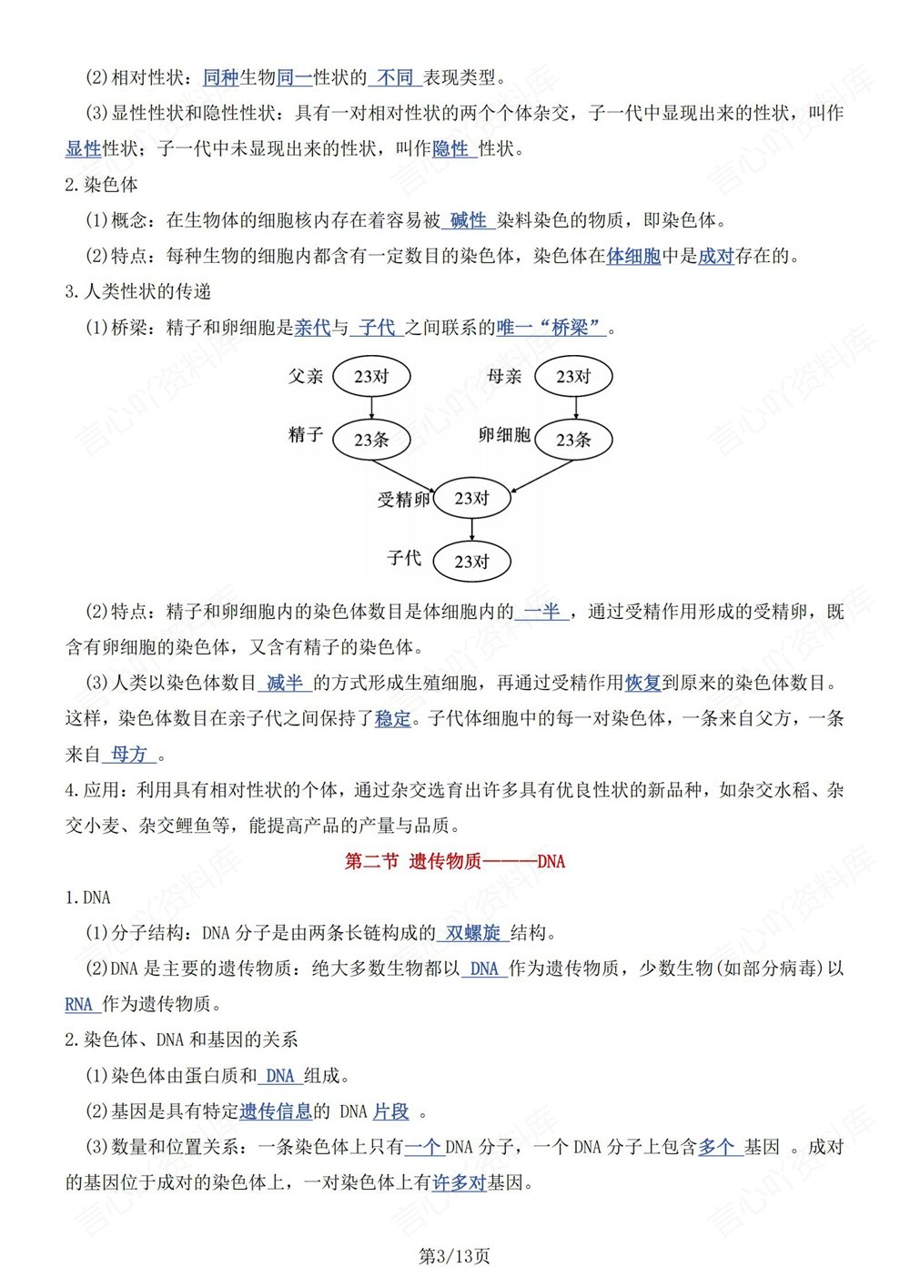 初中生物-八年级下冀教版单元重点知识总结新版初二下册插图初中生物3