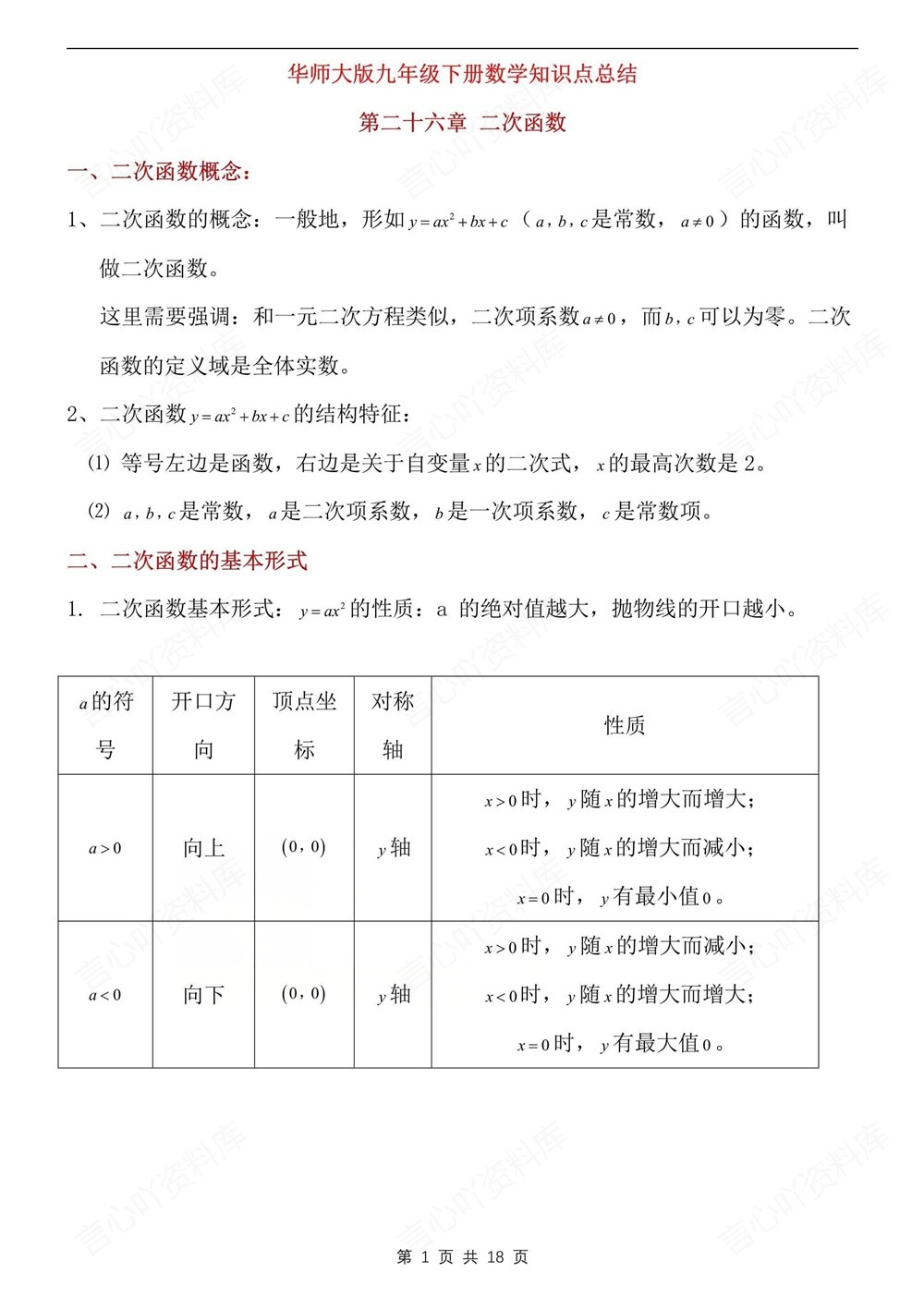 初中数学-九年级下华师大版单元知识总结梳理新版初三下册插图初中数学1
