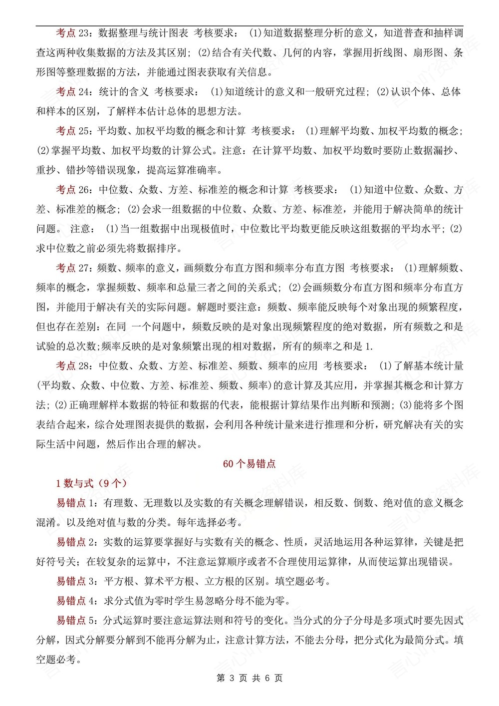 初中数学-中考梳理常考易错知识考点总结插图初中数学3