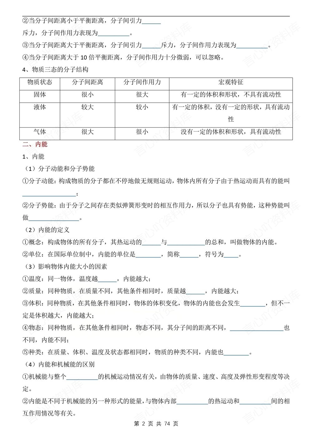 初中物理-九年级全人教版填空背记版新版初三上下册插图初中物理2
