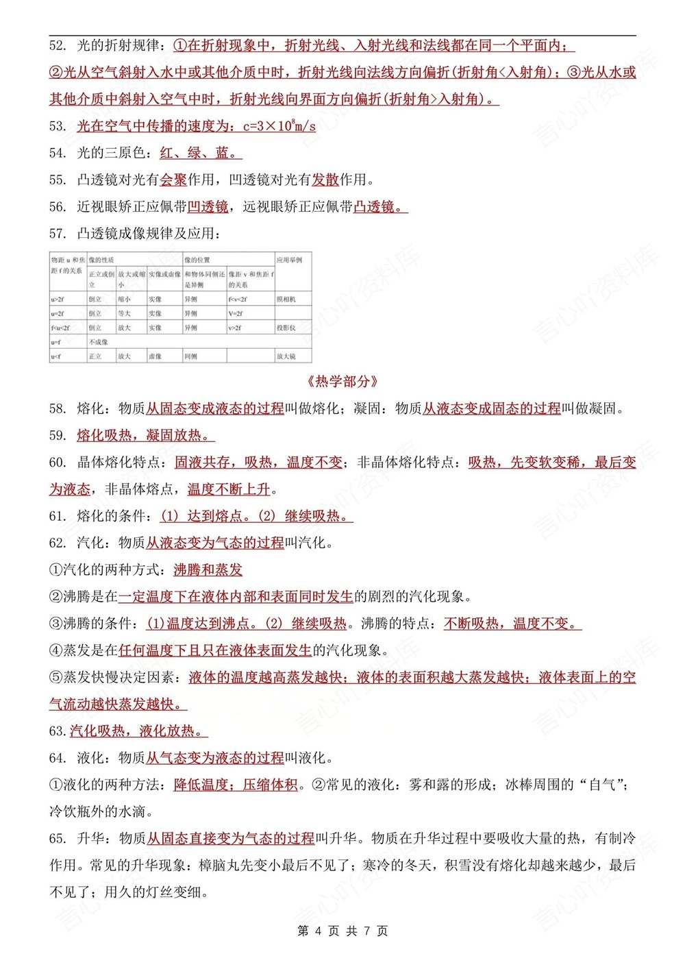 初中物理-中考复习常考必考100条考点汇总插图初中物理4