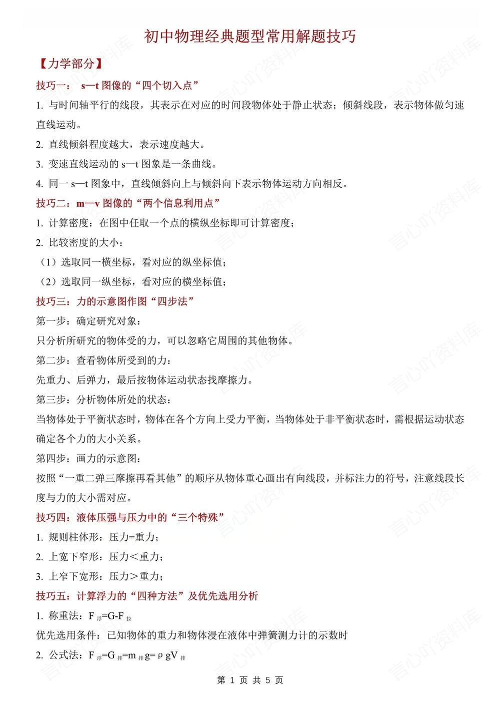 初中物理-中考复习常见经典题型解题方法插图初中物理1