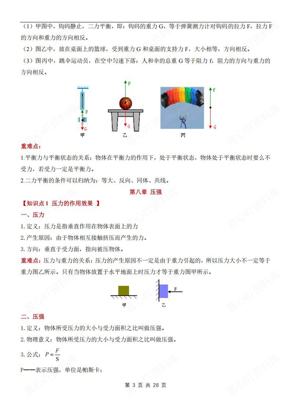 初中物理-八年级下沪科版单元重点知识梳理新教材初二下册插图初中物理3