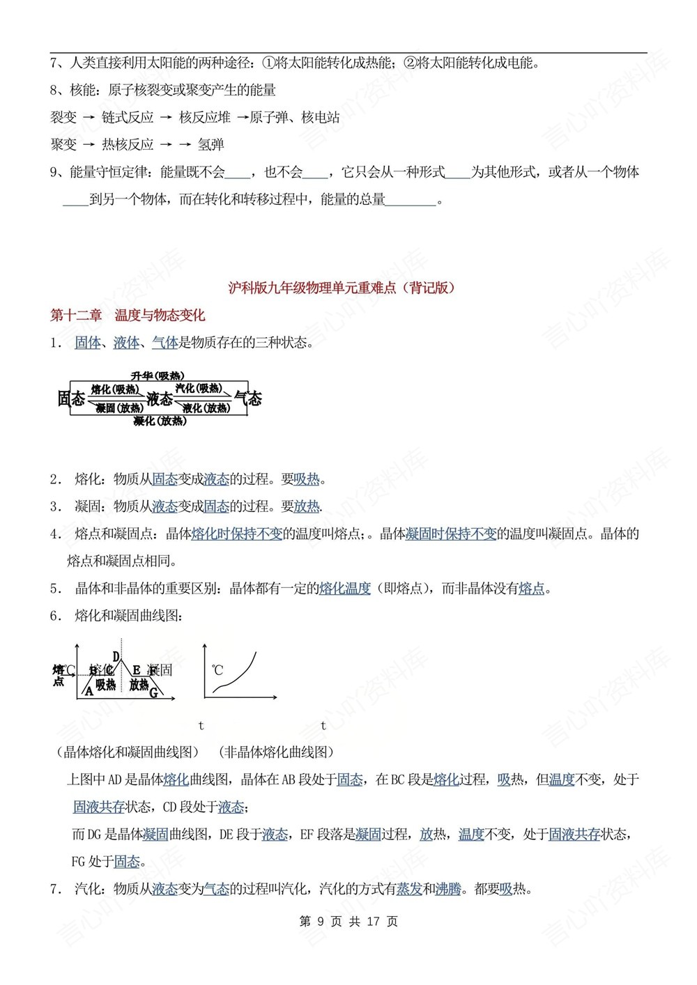 初中物理-九年级全沪科版填空背记版新版初三上下册插图初中物理6