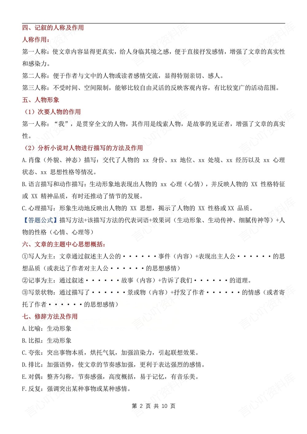 初中语文-中考复习现代文阅读答题方法中考专项知识梳理插图初中语文2