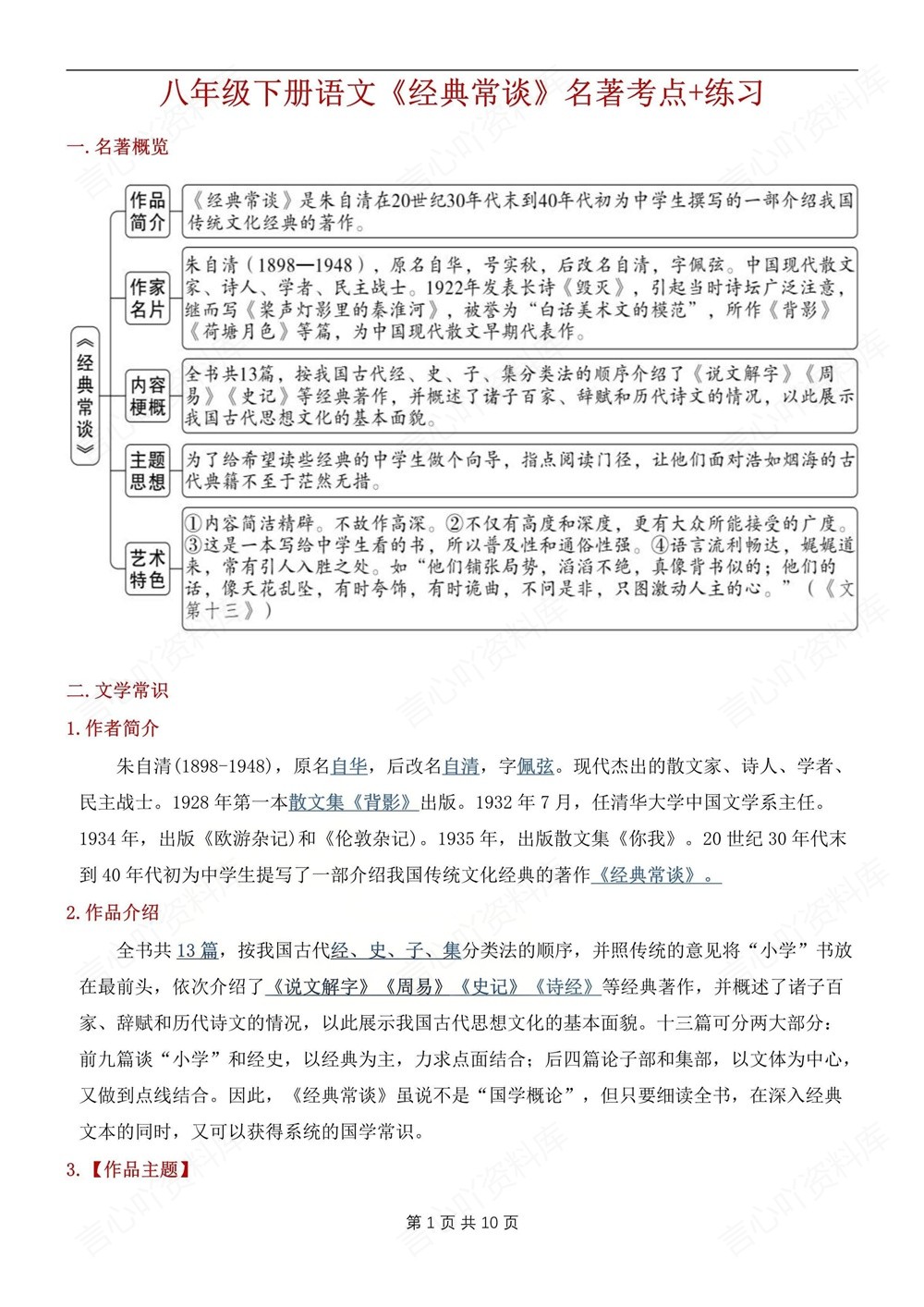 初中语文-八年级下经典常谈-考点梳理练习新版初二下册插图初中语文1