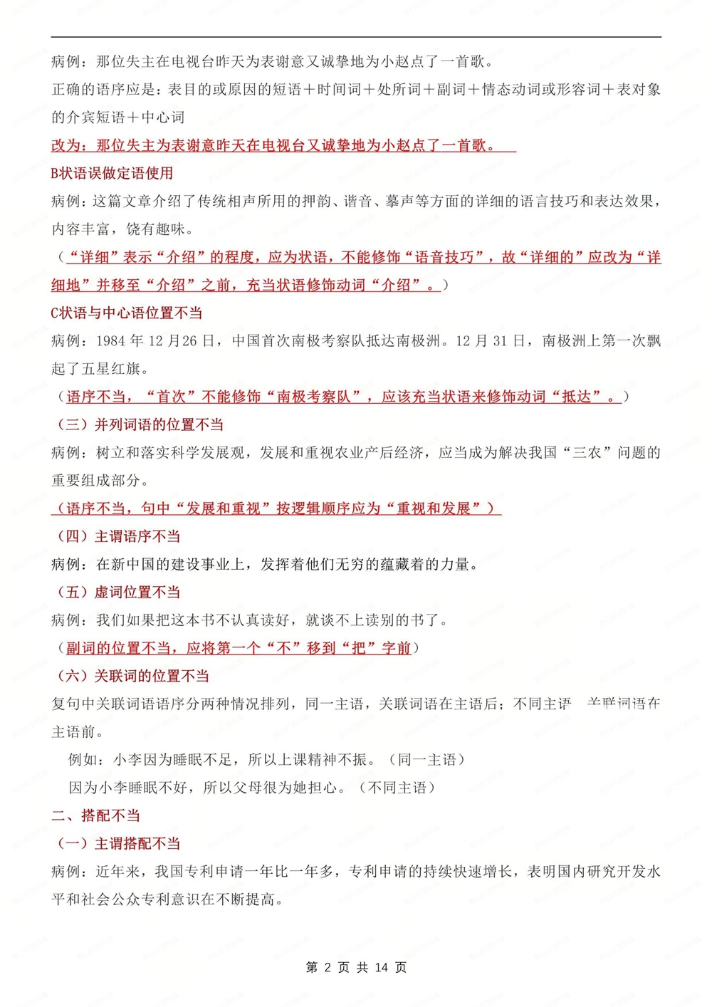 初中语文-新版中考病句辨析及练习测试专项知识归纳总结插图初中语文2