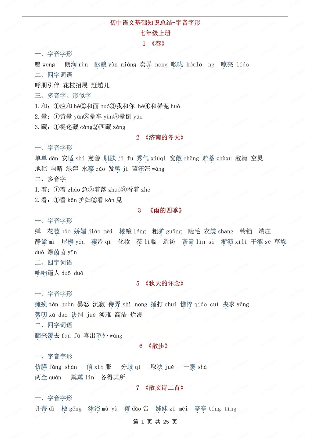 初中语文-新版中考字音字形汇总梳理专项知识归纳总结插图初中语文1