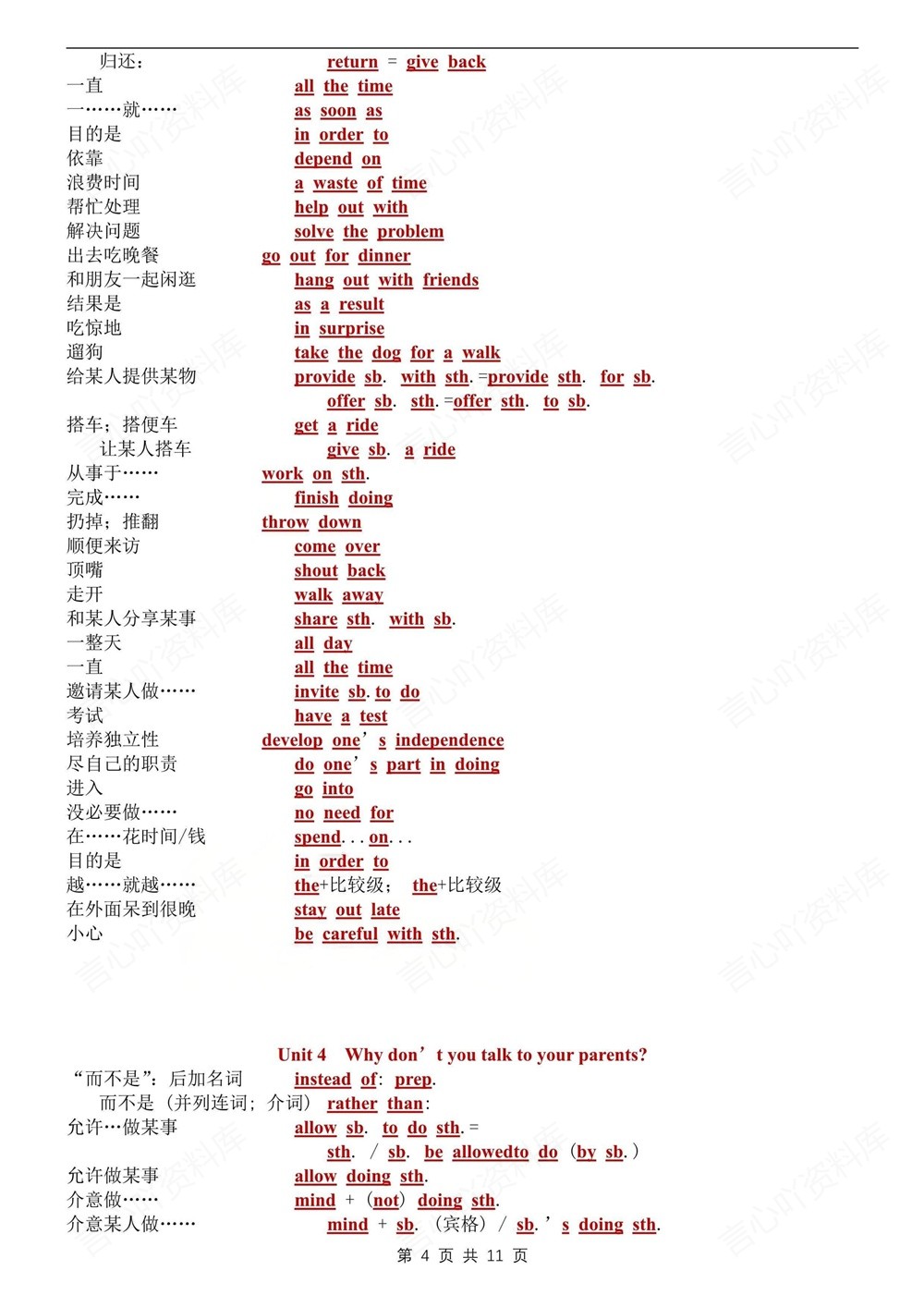 初中英语-八年级下人教版重点短语归纳梳理新版初二下册插图初中英语4