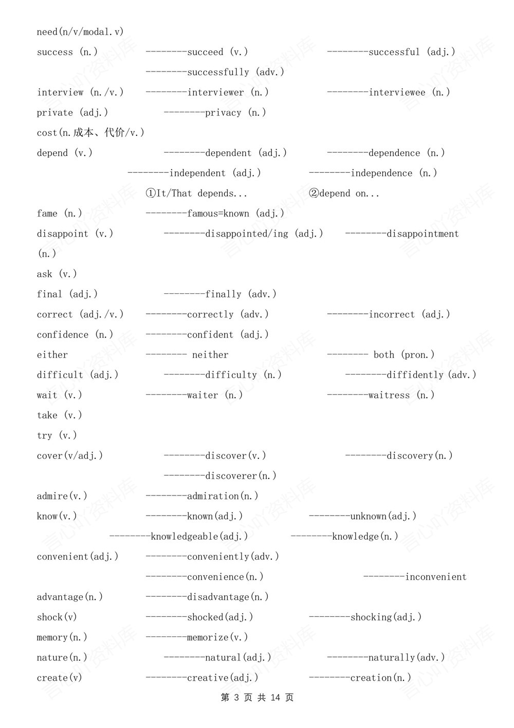 初中英语-九年级全人教版单元知识总结归纳新版初三上下册插图初中英语3