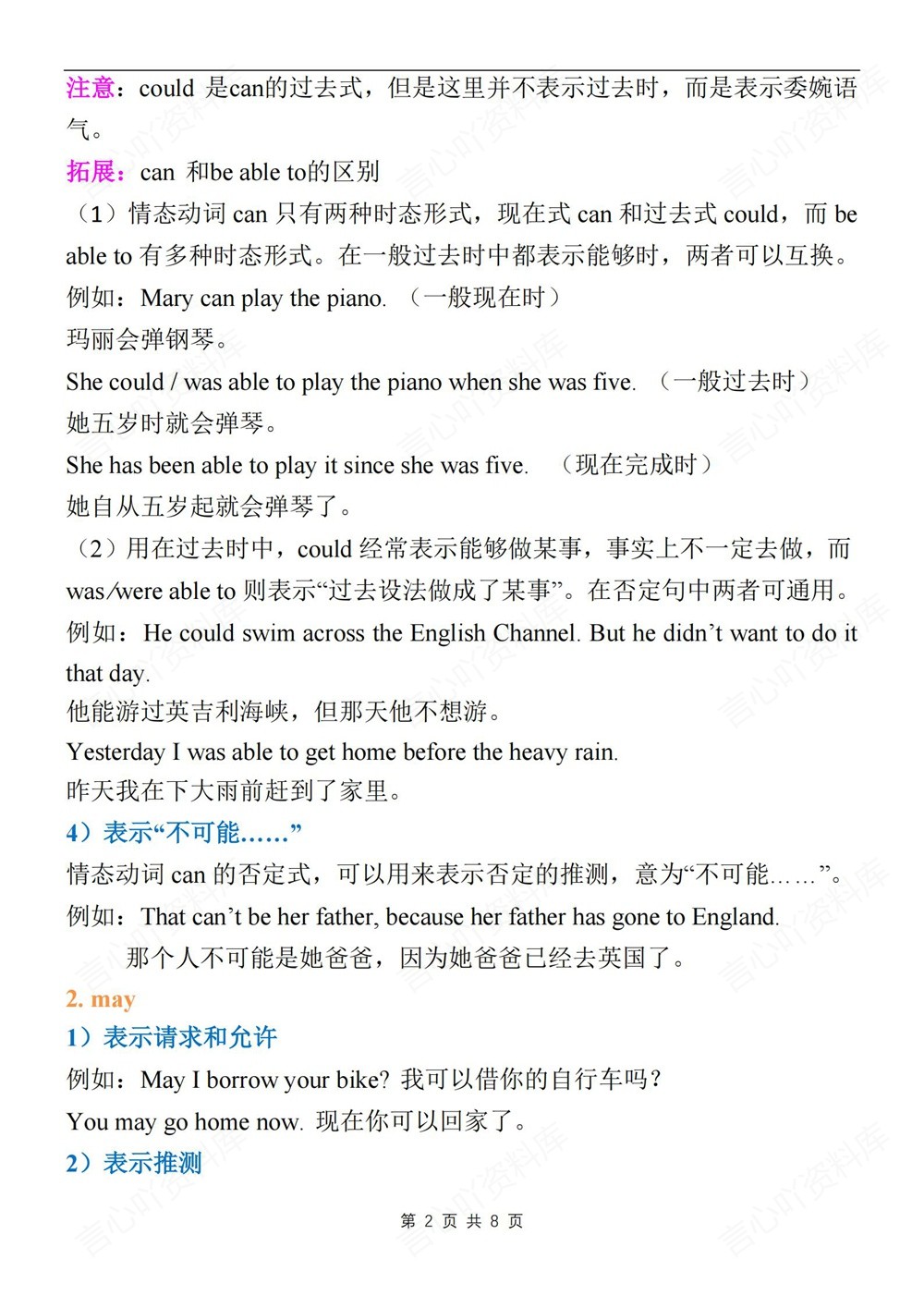 初中英语-七年级下人教版情态动词知识讲练新教材初一下册插图初中英语2