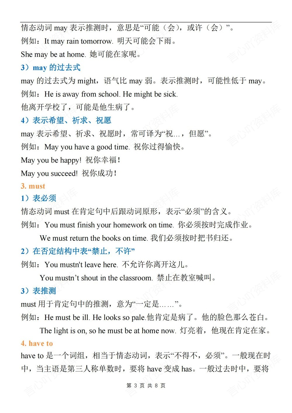 初中英语-七年级下人教版情态动词知识讲练新教材初一下册插图初中英语3