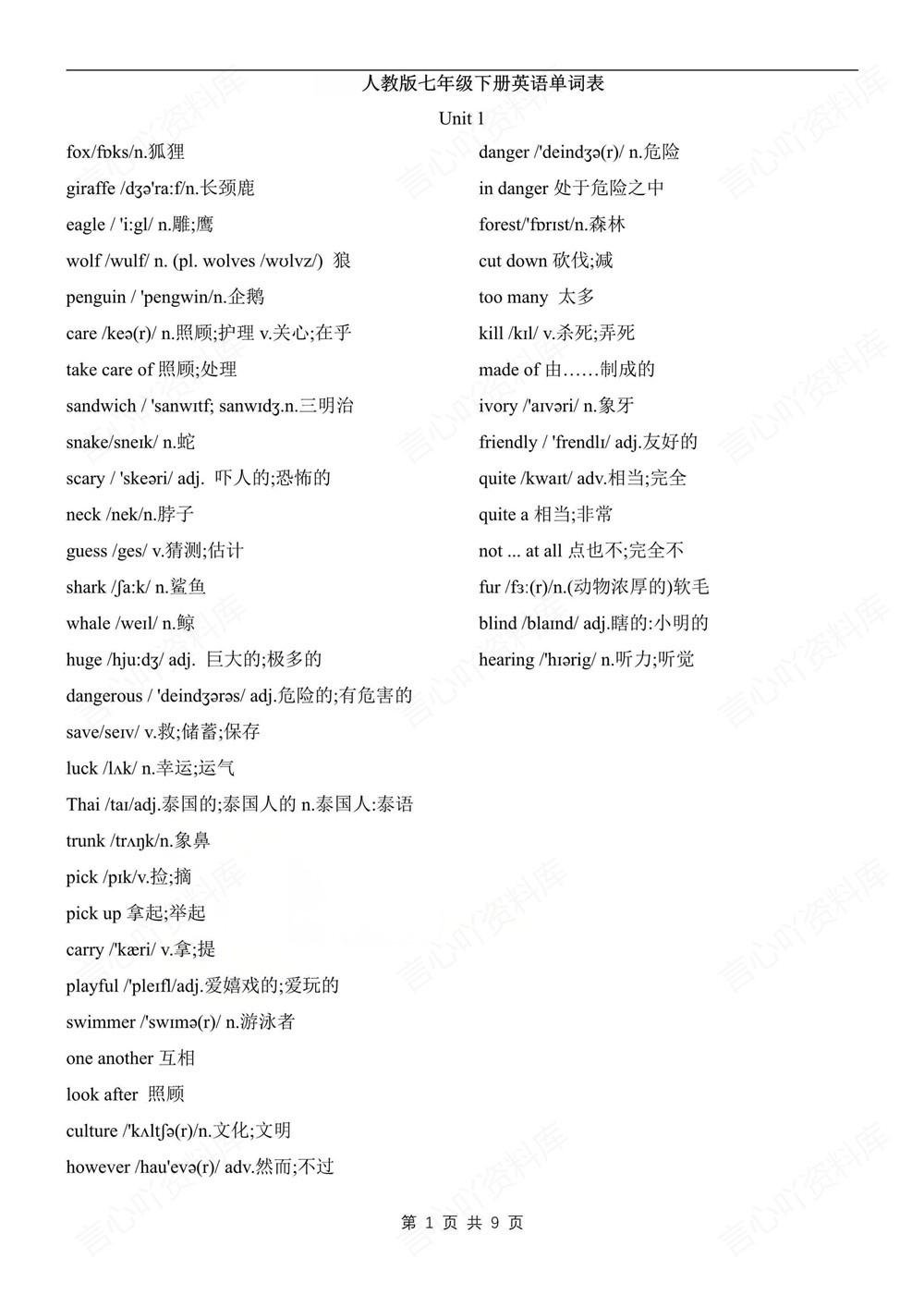 初中英语-七年级下人教版单元单词汇总梳理新教材初一下册插图初中英语1