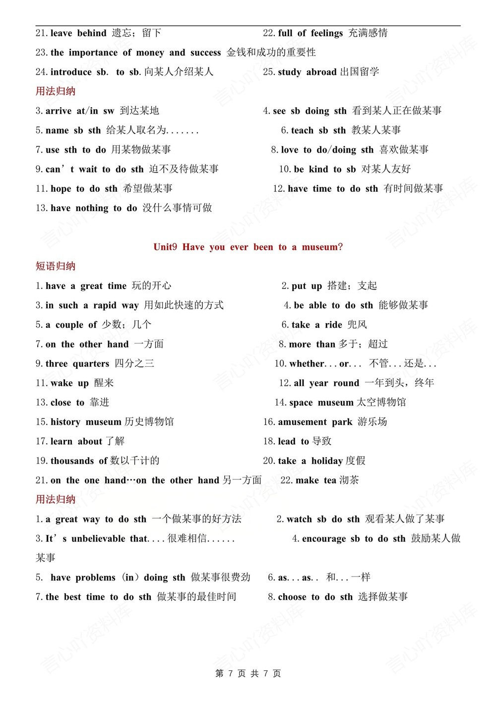 初中英语-八年级下人教版短语/用法/好句子归纳新版初二下册插图初中英语7