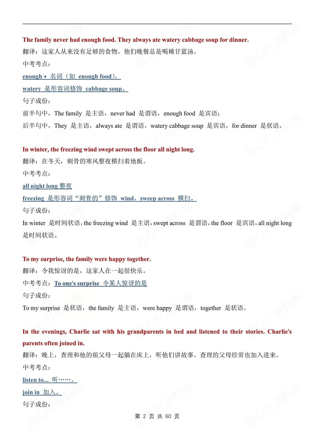 初中英语-七年级下外研版单元重点句子解析汇总新教材初一下册插图初中英语2