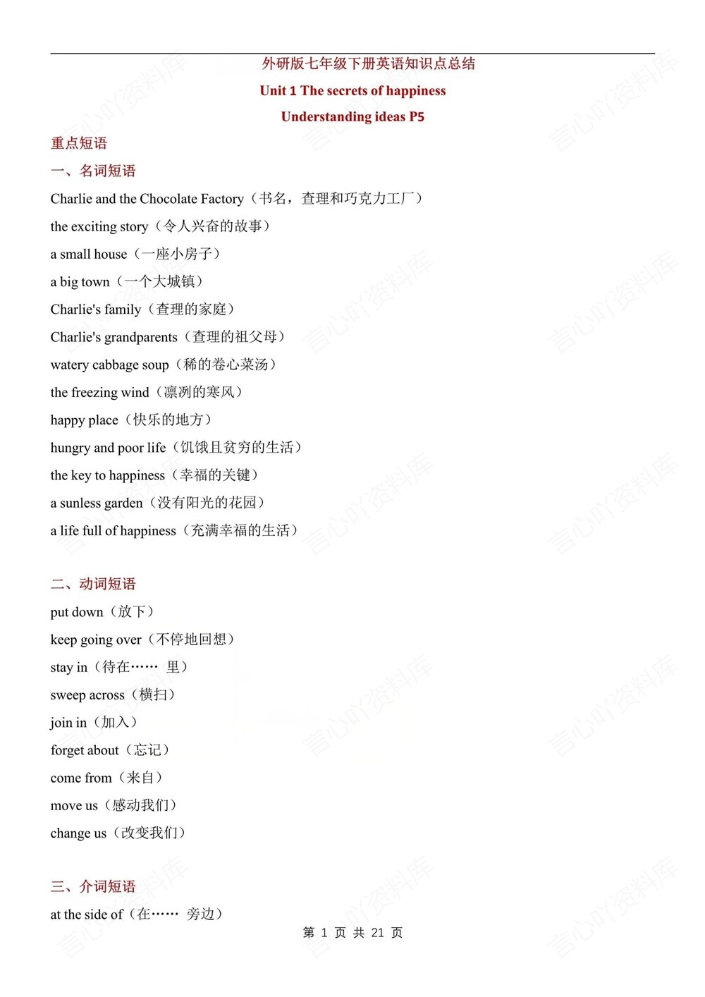 初中英语-七年级下外研版单元重点知识归纳新教材初一下册插图初中英语1