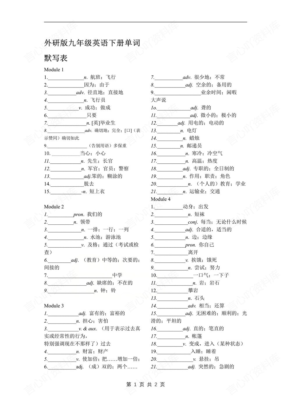 初中英语-九年级下外研版单元单词汇总梳理新版初三下册插图初中英语5