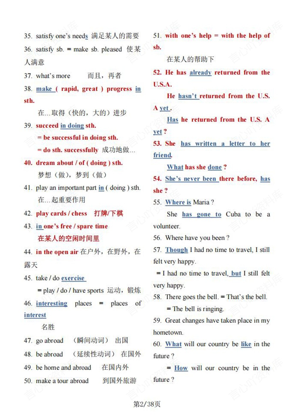 初中英语-九年级全仁爱版重点短语句型梳理总结新版初三上下册插图初中英语2