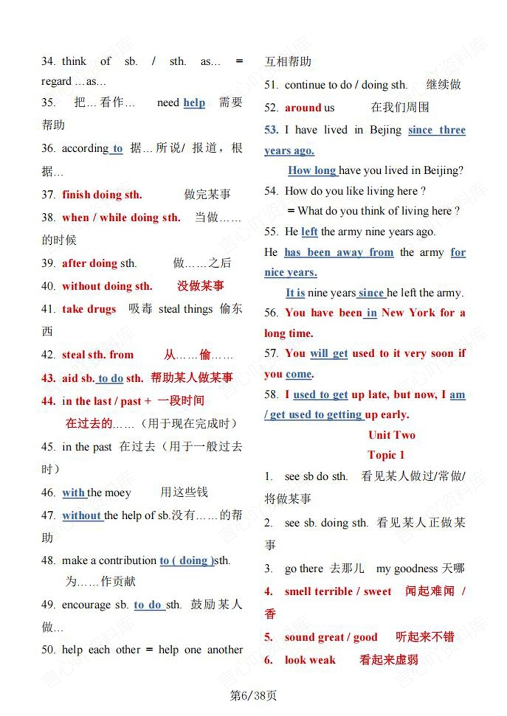 初中英语-九年级全仁爱版重点短语句型梳理总结新版初三上下册插图初中英语6