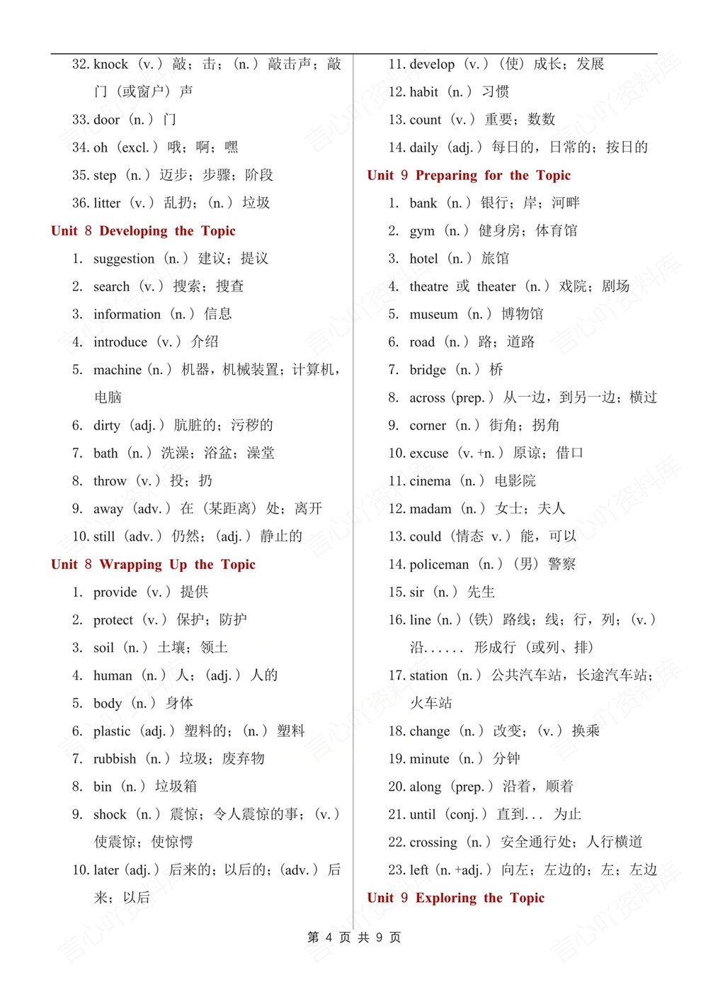 初中英语-七年级下仁爱版单元单词汇总梳理新教材初一下册插图初中英语4
