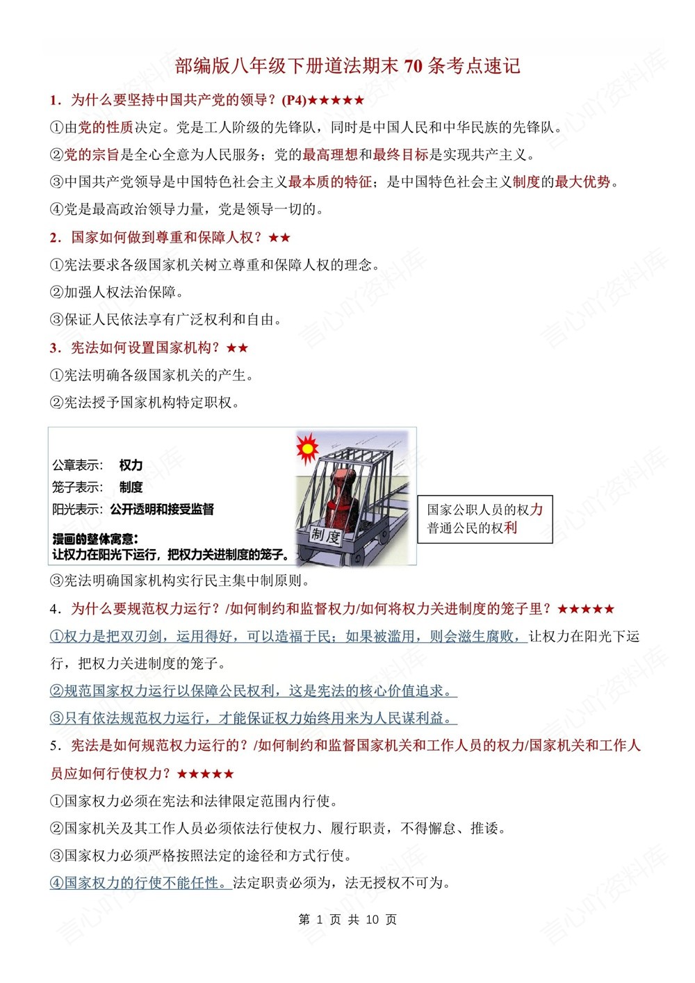 初中道法-八年级下70条重要考点背记新版初二下册插图初中道法1