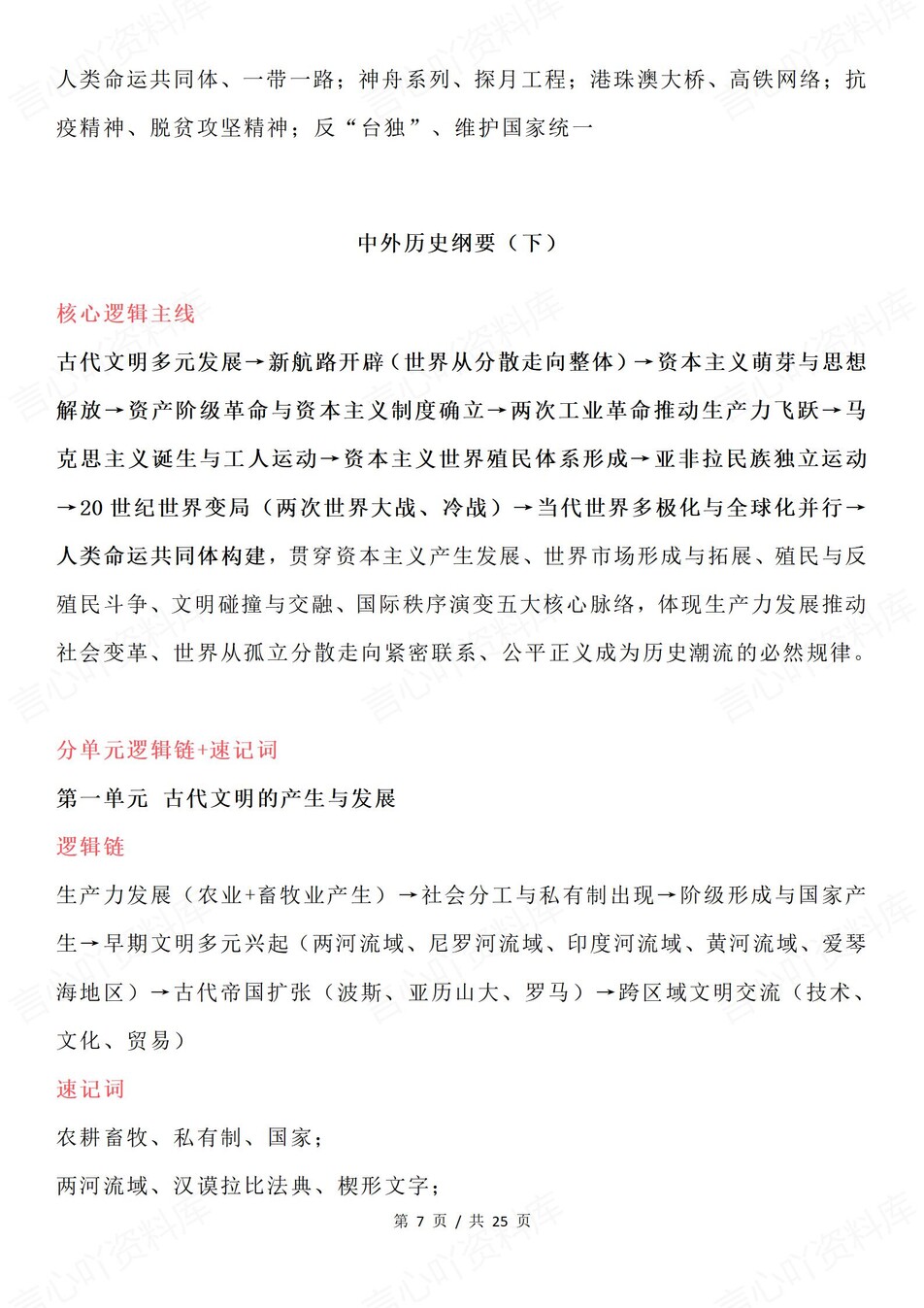 高中历史-必修选必知识逻辑链及词汇梳理插图高中历史3