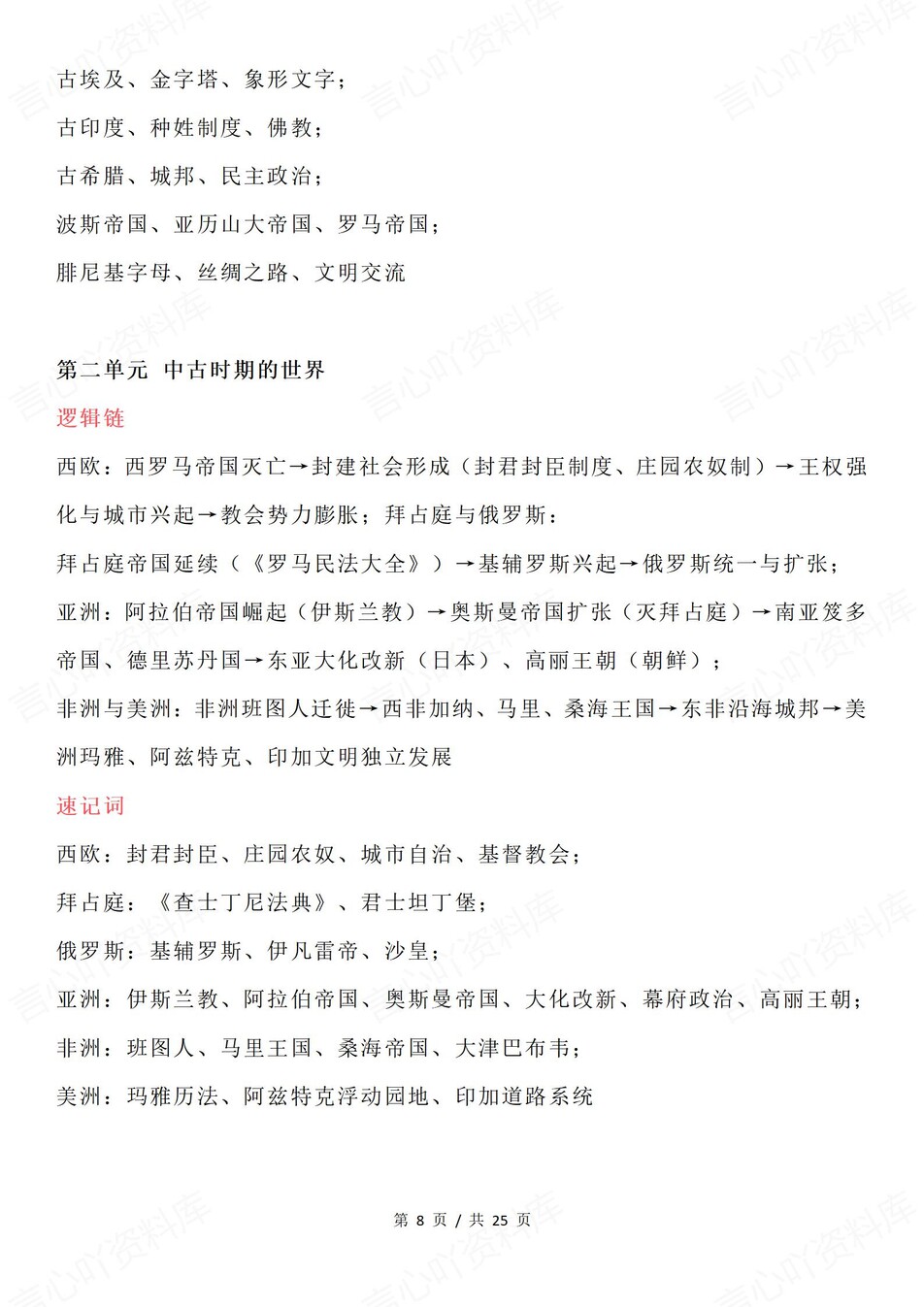 高中历史-必修选必知识逻辑链及词汇梳理插图高中历史4