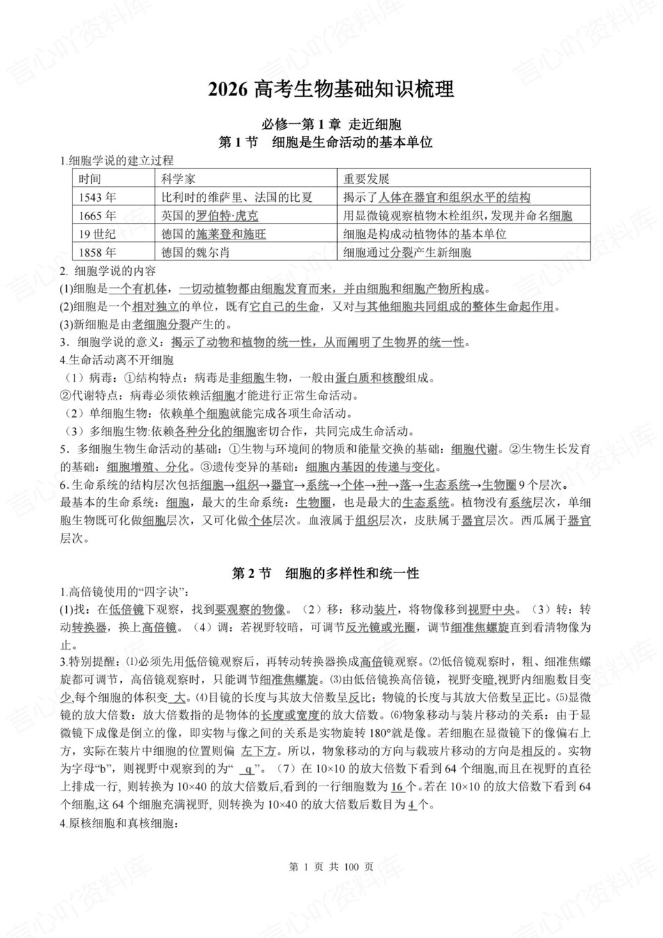 高中生物-必修选必高考逐章节内容梳理基础插图高中生物1