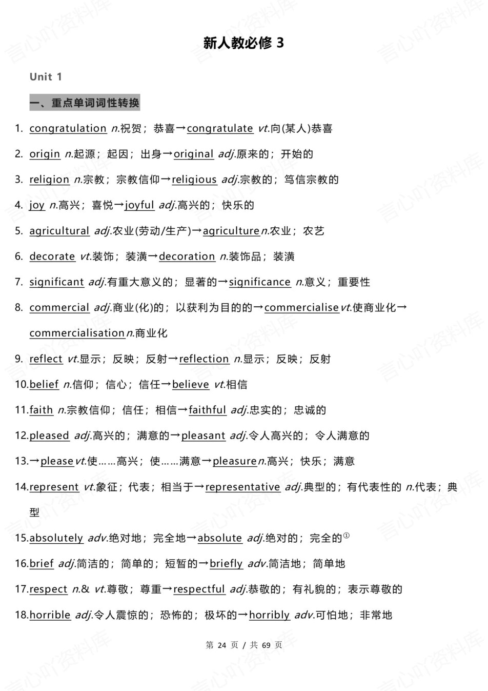 高中英语-必修选必7册教材重点词性转换插图高中英语4