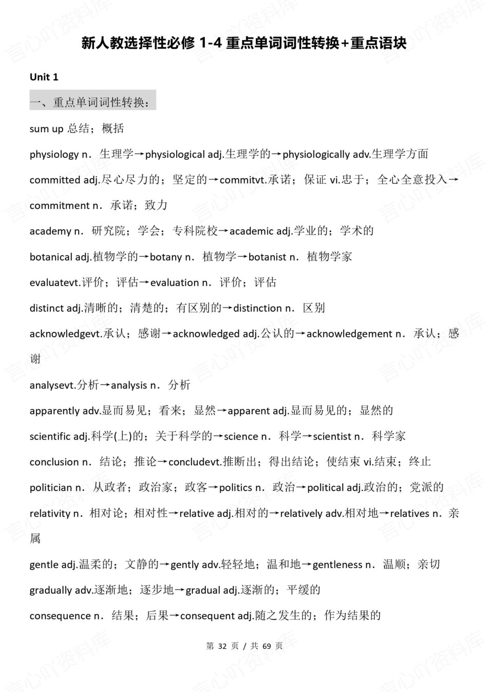 高中英语-必修选必7册教材重点词性转换插图高中英语5