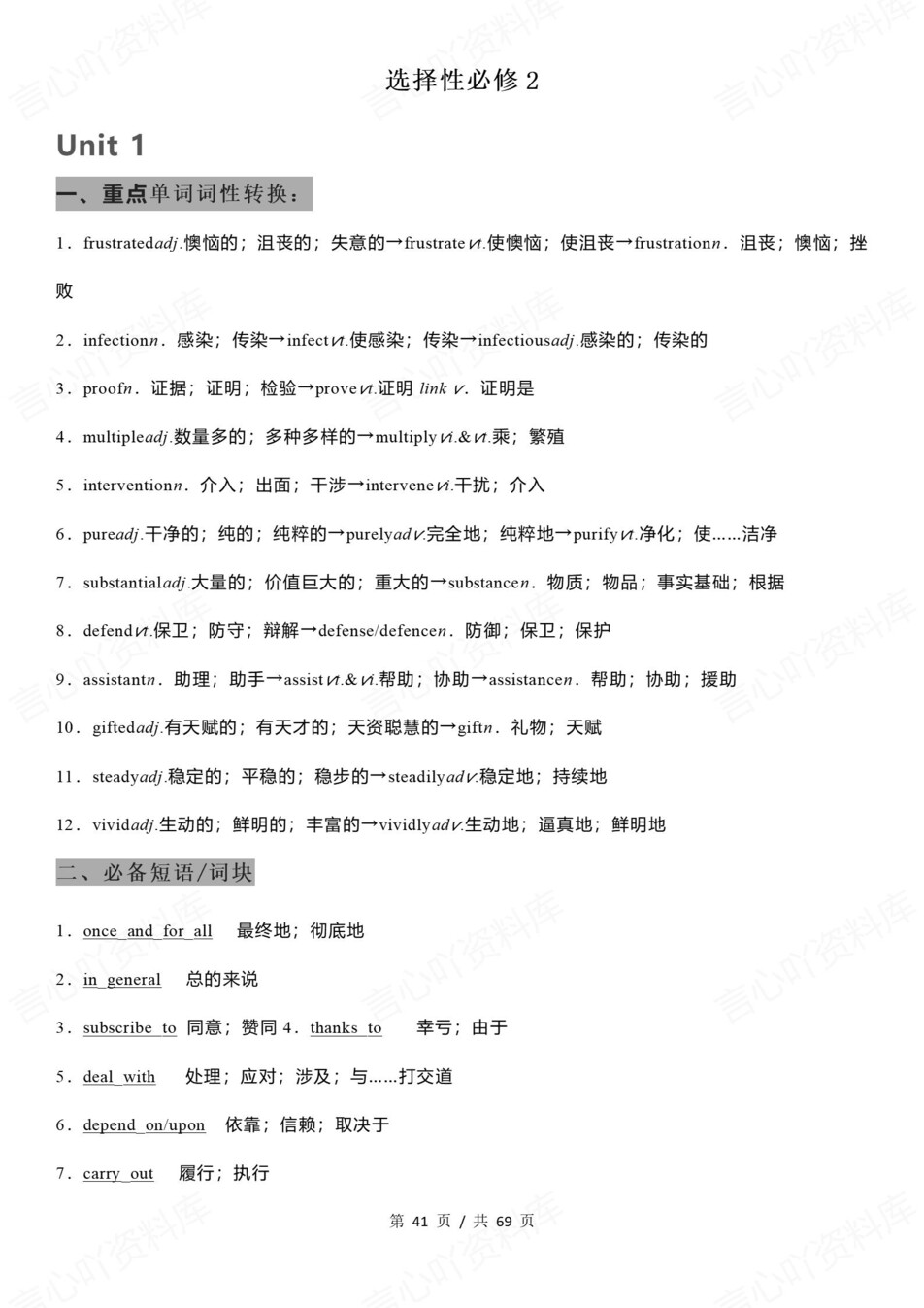 高中英语-必修选必7册教材重点词性转换插图高中英语6