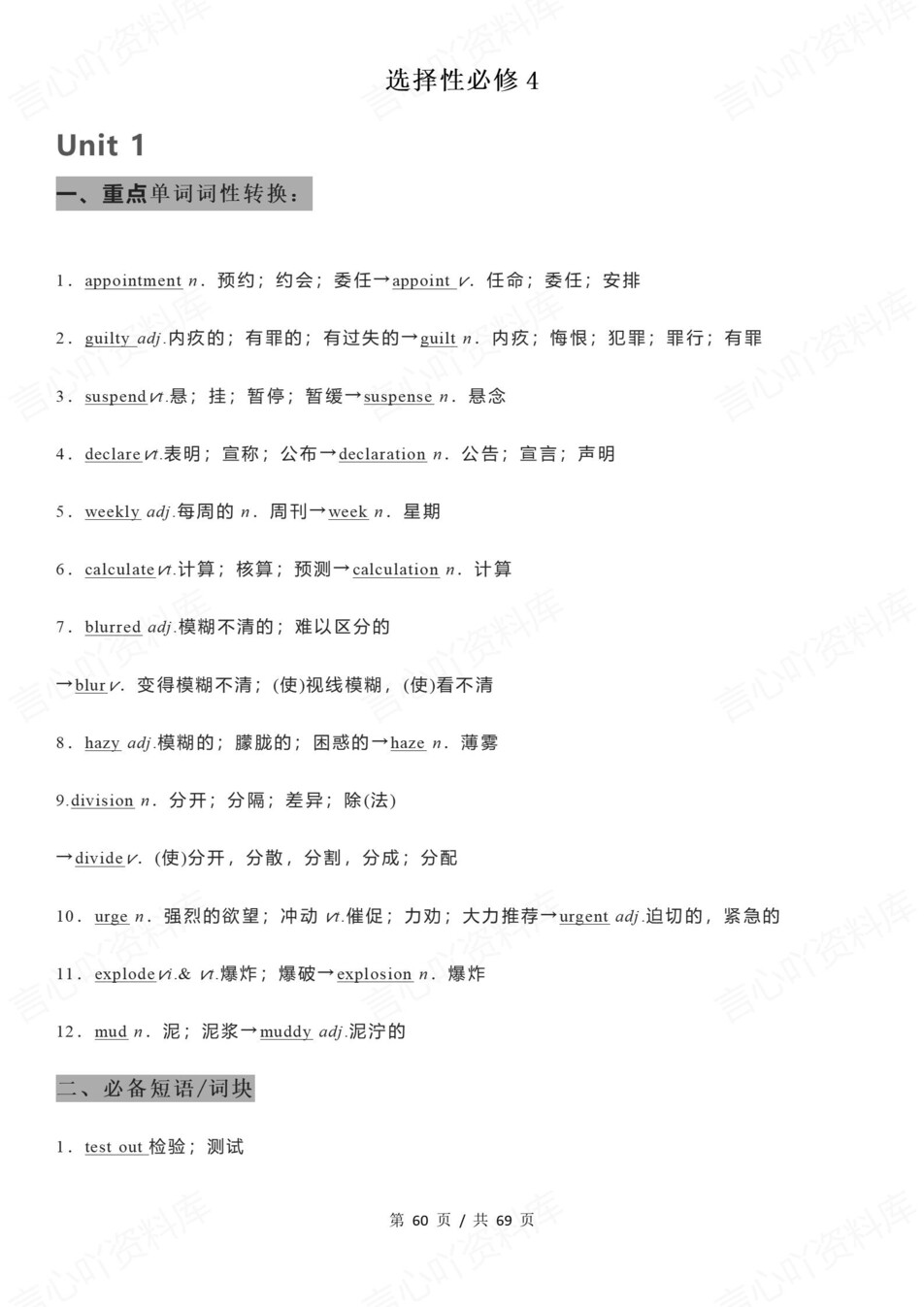 高中英语-必修选必7册教材重点词性转换插图高中英语7