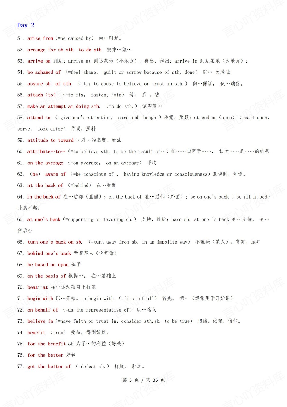 高中英语-600短语背诵默写版插图高中英语2