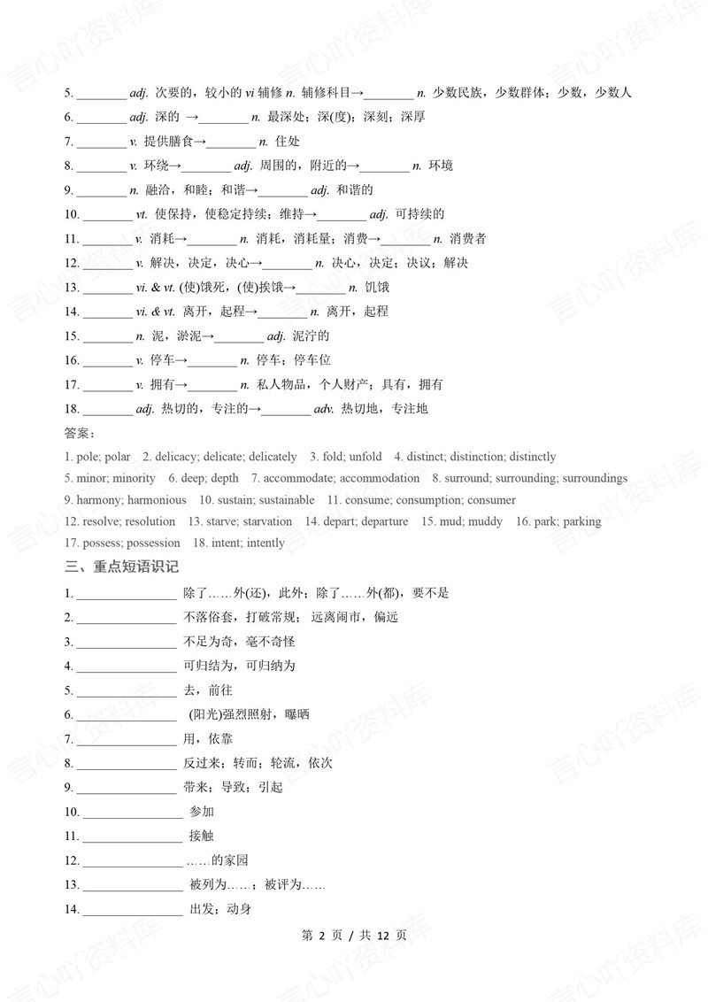 高中英语 | 高二下期中考点梳理知识清单译林版插图高中考点专项2
