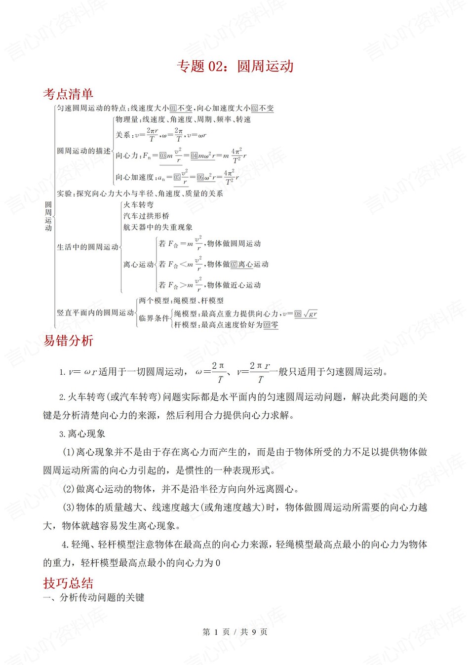 高中物理 | 高一下人教版期末复习考点梳理知识清单试卷模拟插图高中考点专项4