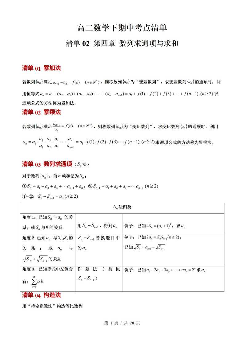 高中数学 | 高二下期中考点梳理知识清单人教版插图高中考点专项5