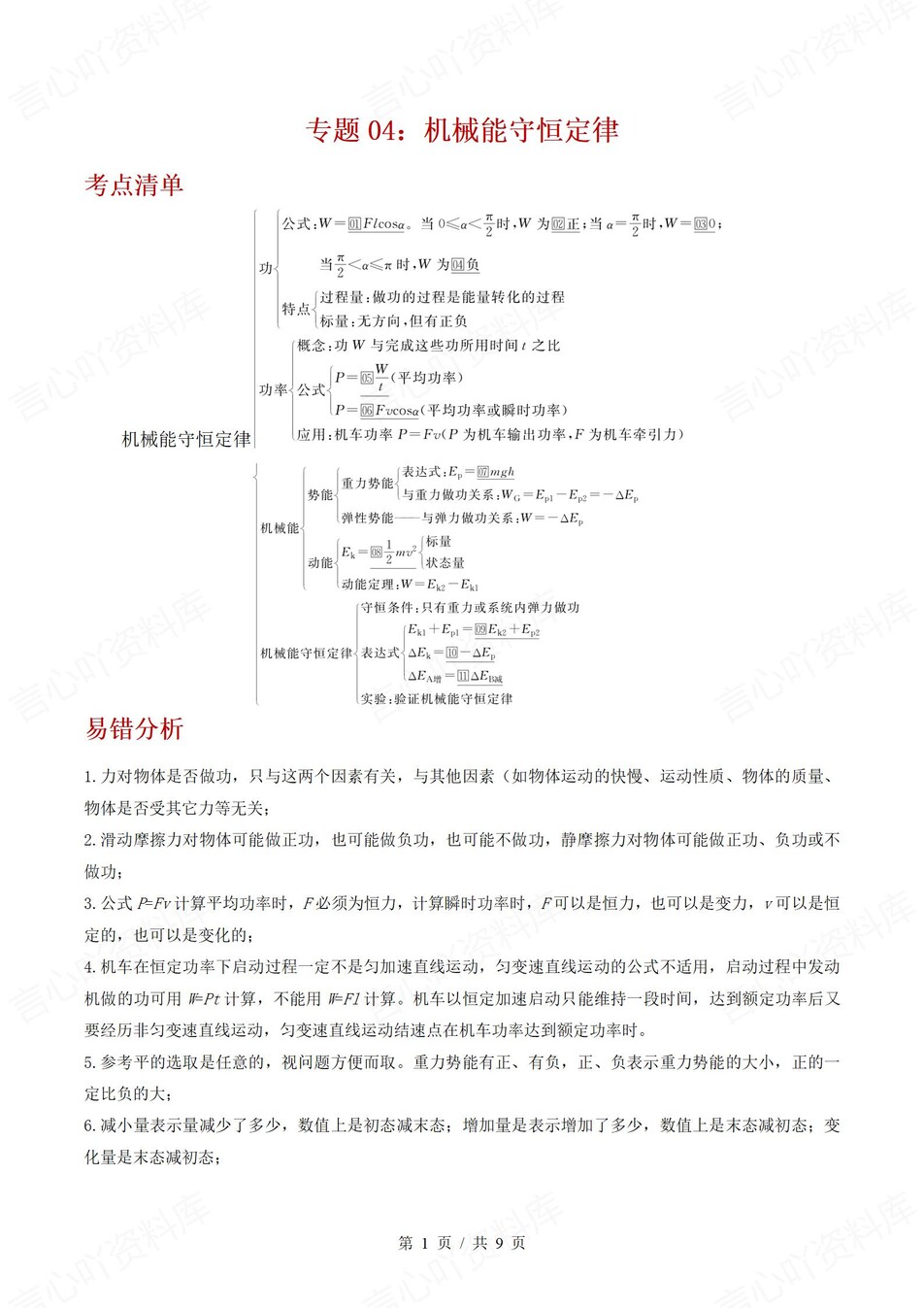 高中物理 | 高一下人教版期末复习考点梳理知识清单试卷模拟插图高中考点专项5