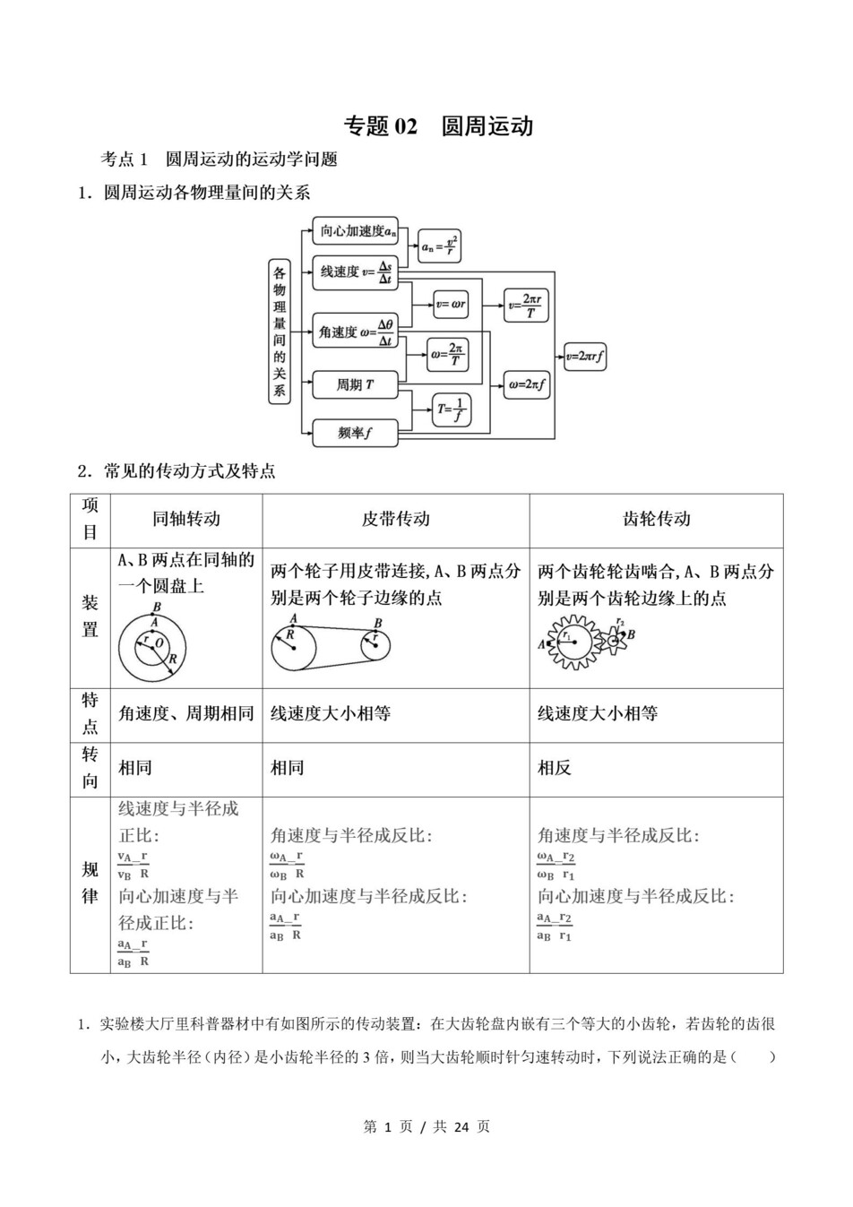 高中物理 | 高一下粤教版期末复习考点梳理知识清单试卷模拟插图高中考点专项4