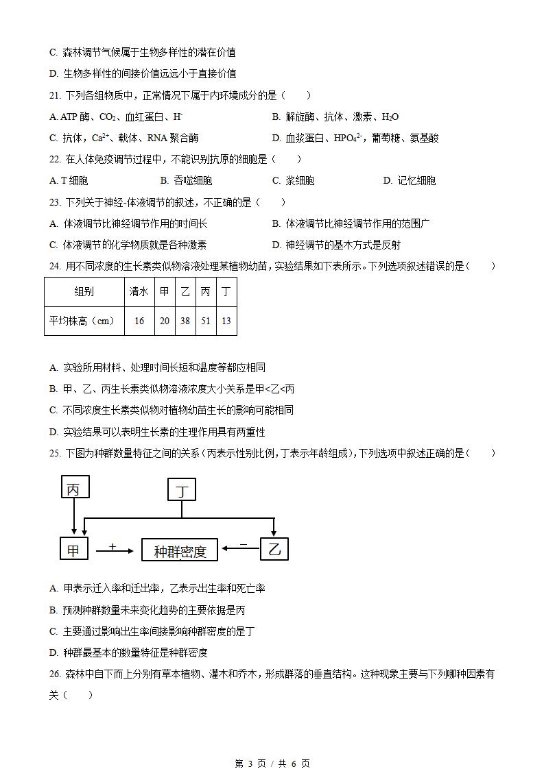内蒙古2022年高中学业水平合格性考试生物真题试卷答案解析学考会考春考高考插图历年学考真题1