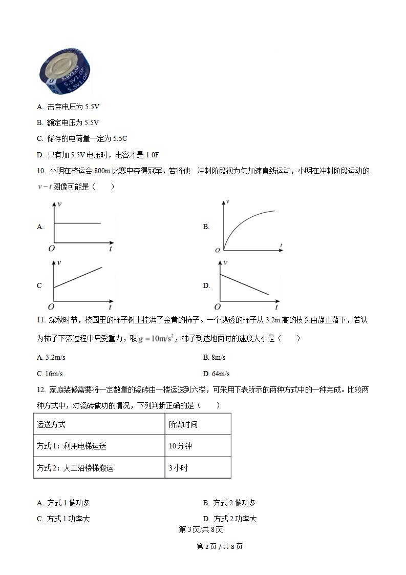 山东省2025年高中学业水平合格性考试物理夏季真题试卷答案解析学考会考春考高考插图历年学考真题1