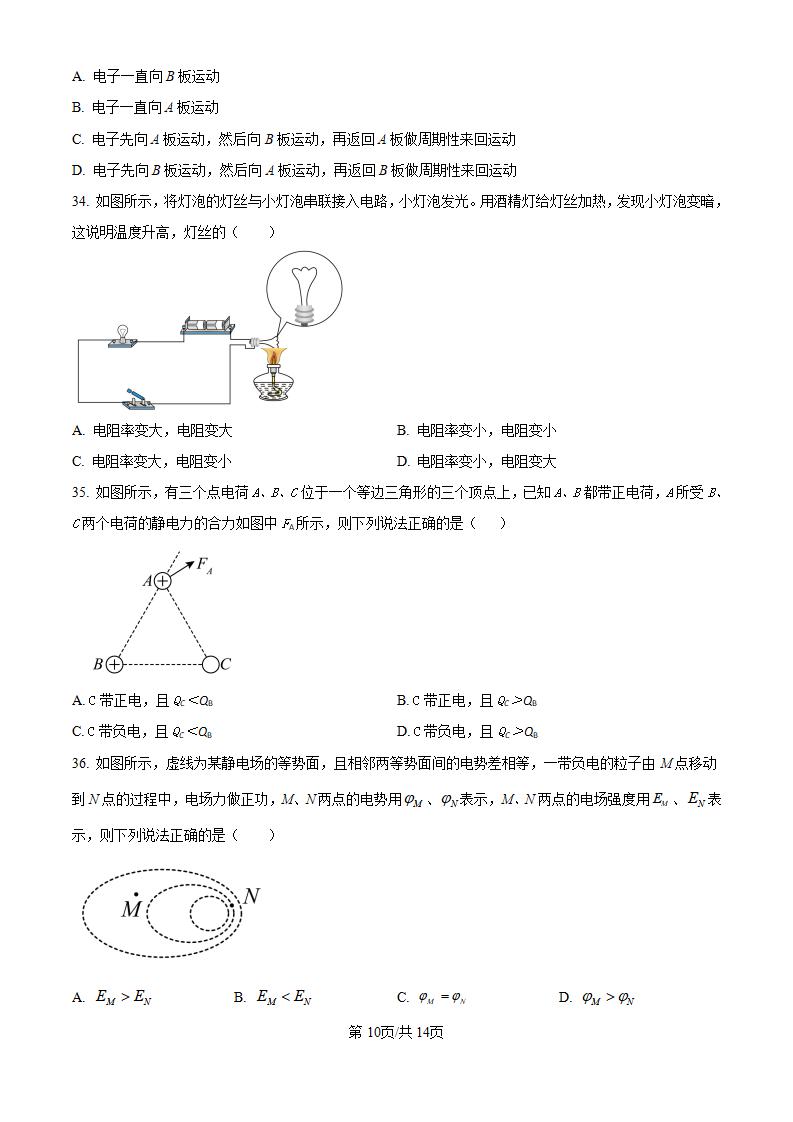 江苏省2024年高中学业水平合格性考试物理12月真题试卷答案解析学考会考春考高考插图历年学考真题4